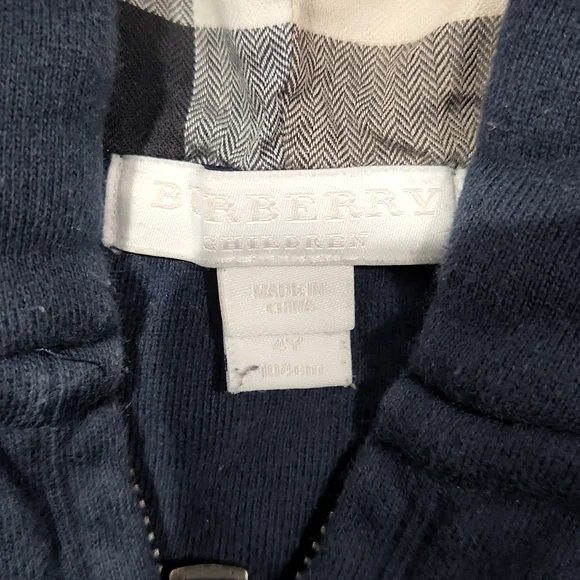 Burberry Kids Navy Blue Zip Up Hoodie Cotton Size 4Y - Picture 4 of 10